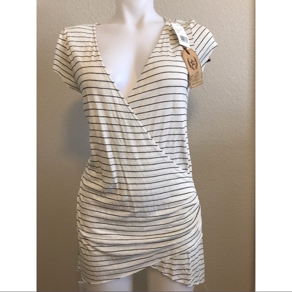 TEE Big Star Shirt White Black Striped Medium NWT